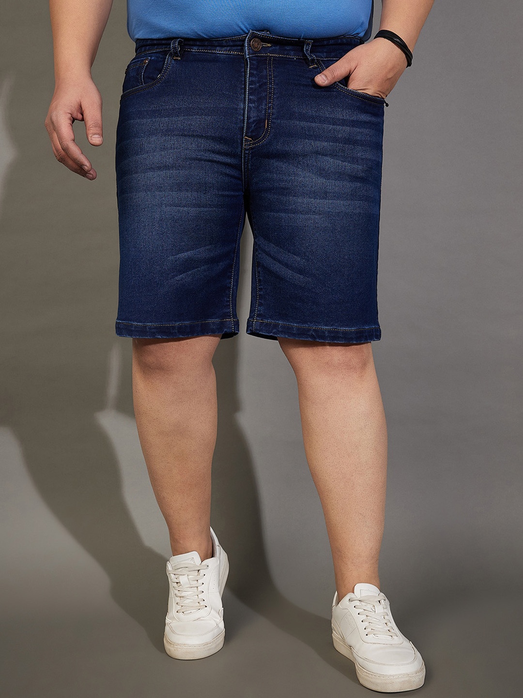 

bigbanana Men Washed Denim Shorts, Navy blue