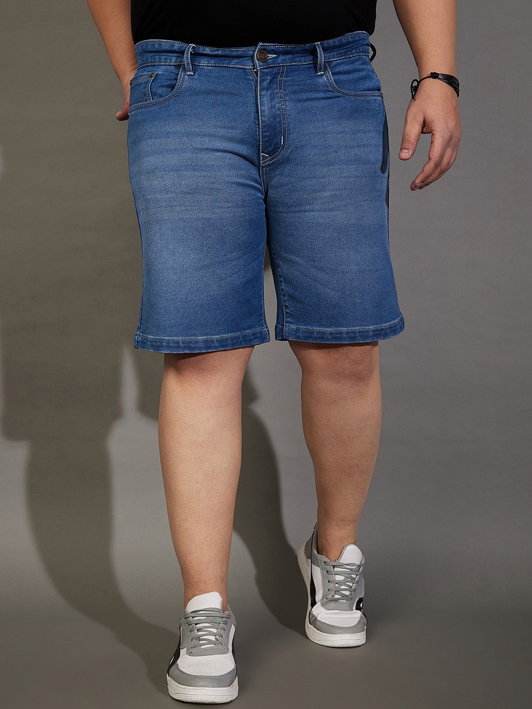 

bigbanana Men Washed Denim Shorts, Blue