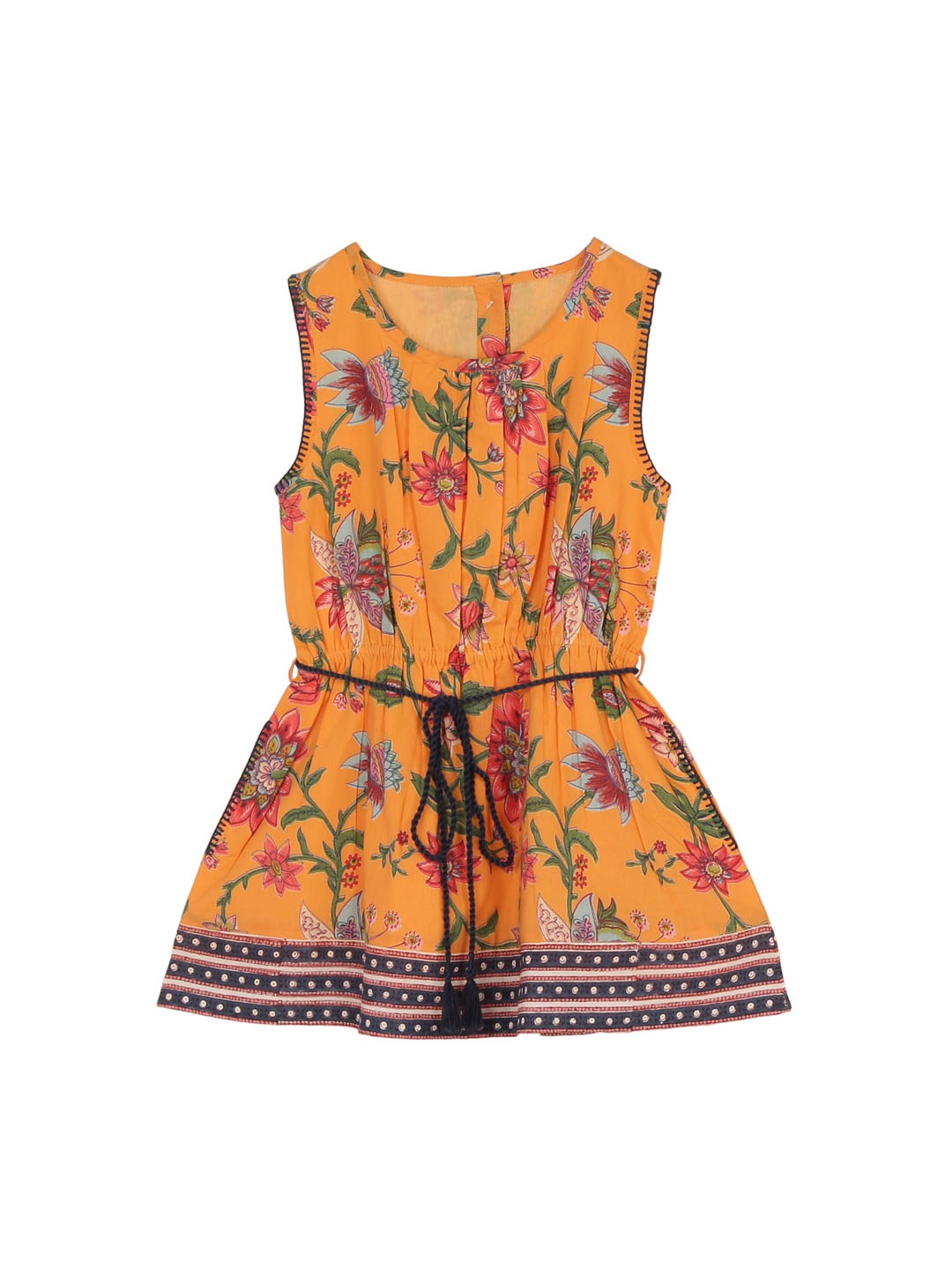 

My Little Lambs Girls Orange Printed Fit & Flare Dress