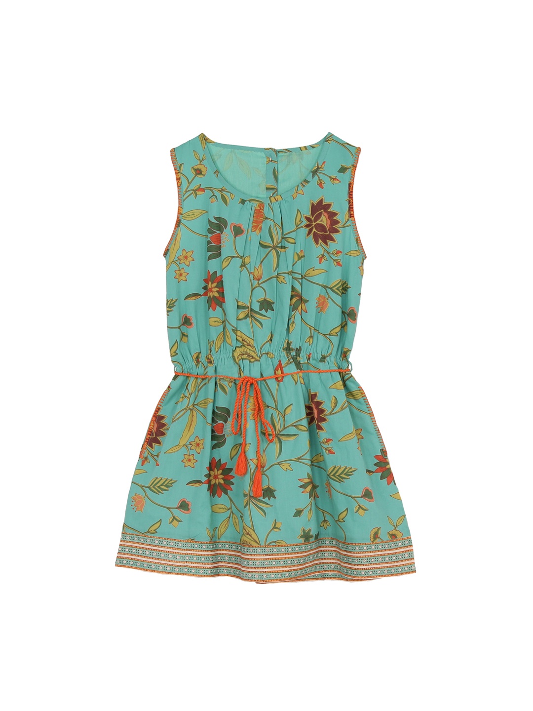 

My Little Lambs Girls Green Printed Fit & Flare Dress
