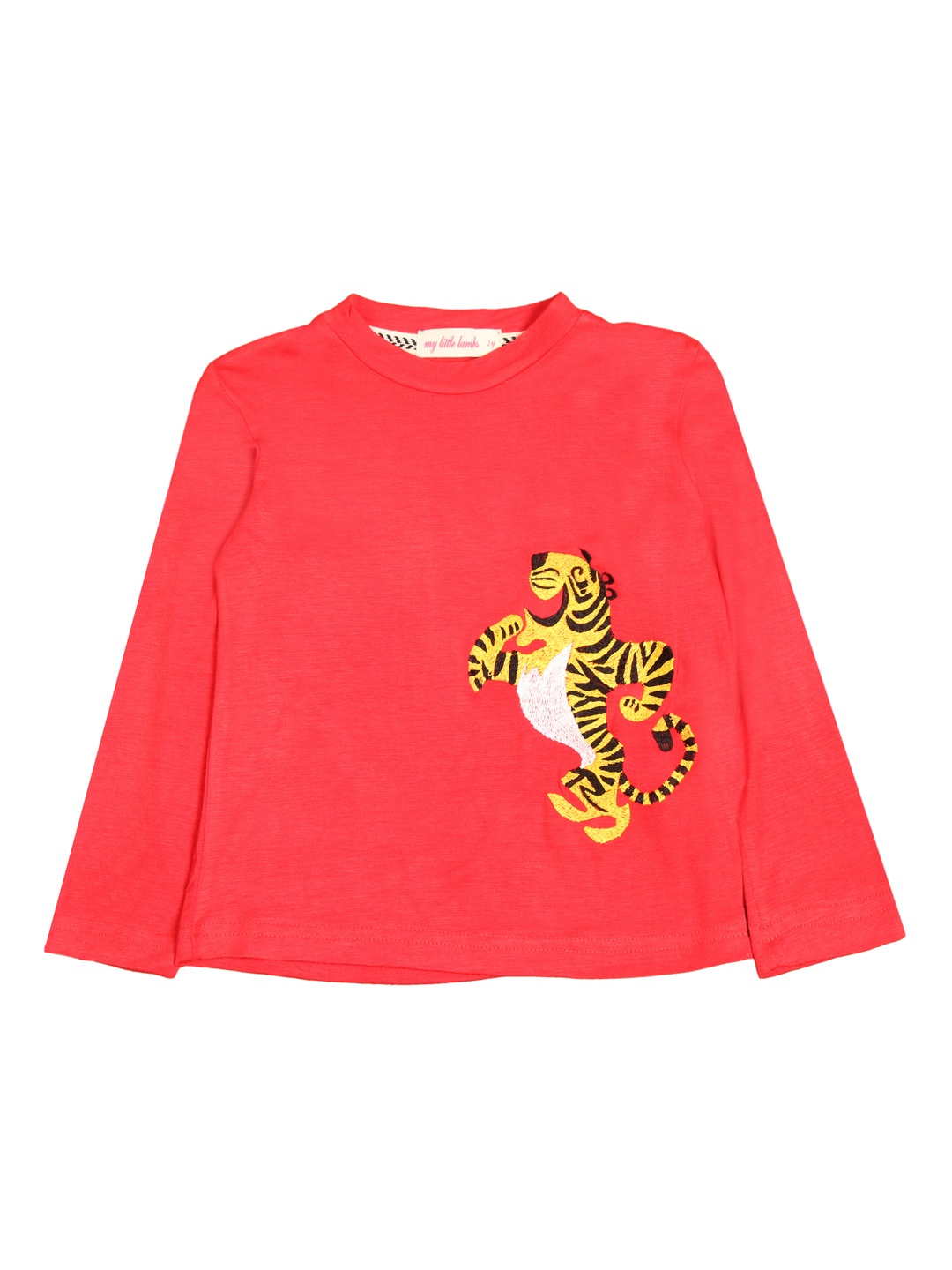 

My Little Lambs Girls Red Printed Round Neck T-shirt