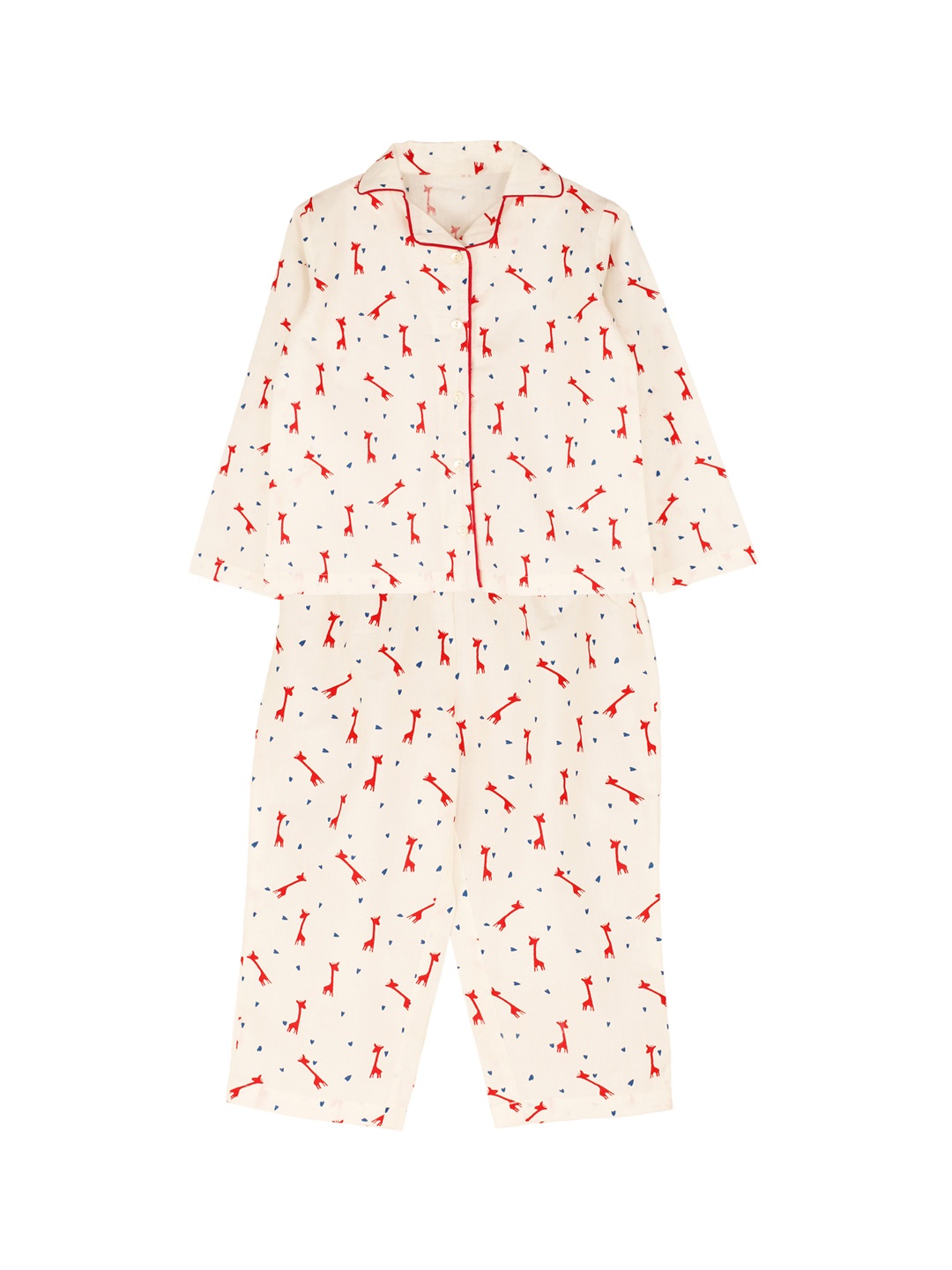 

My Little Lambs Boys Off-White & Red Printed Night suit