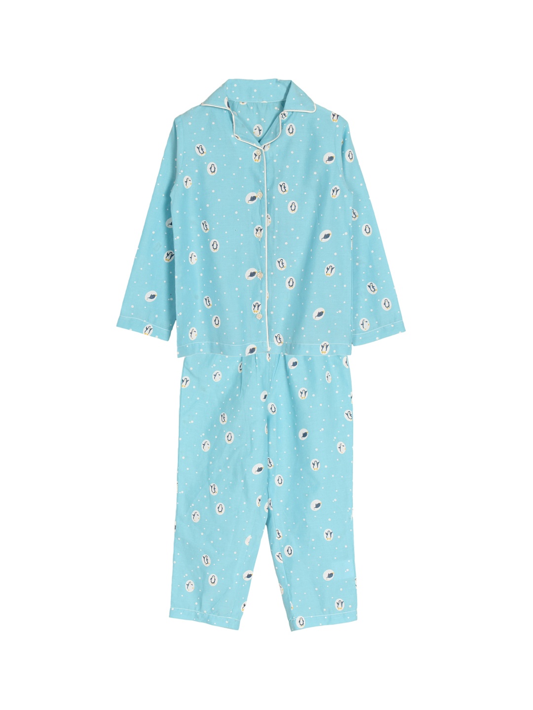 

My Little Lambs Boys Blue Printed Night suit