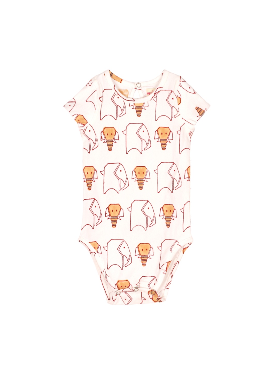 

My Little Lambs Kids Off-White & Red Printed Bodysuit