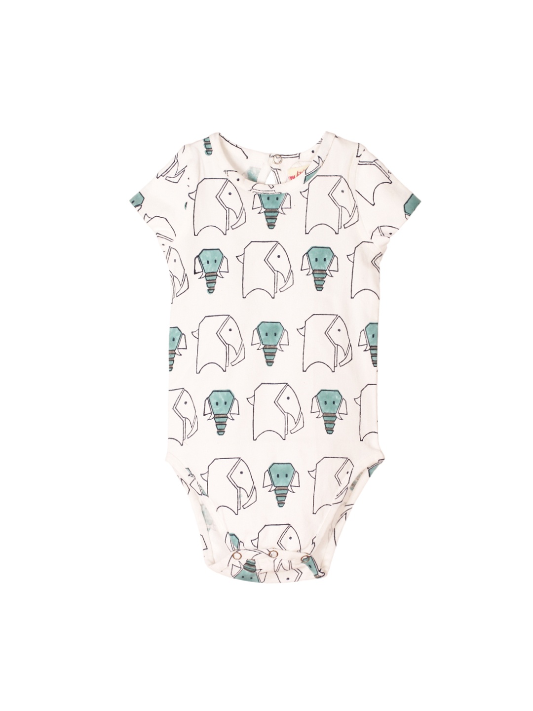 

My Little Lambs Kids Off-White & Blue Printed Bodysuit