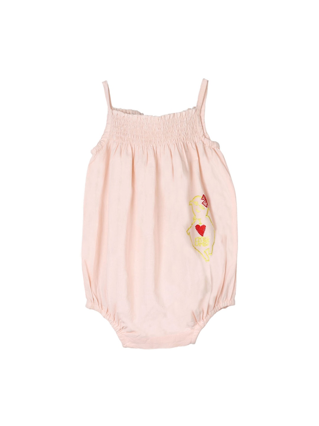 

My Little Lambs Kids Peach Solid Rompers