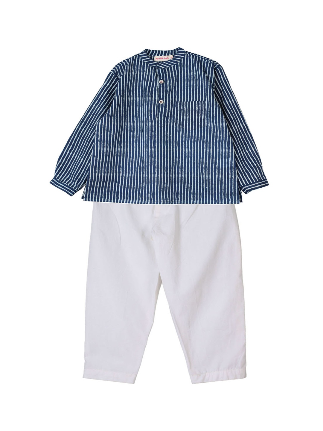 

My Little Lambs Boys Blue Striped Kurta with Pyjamas