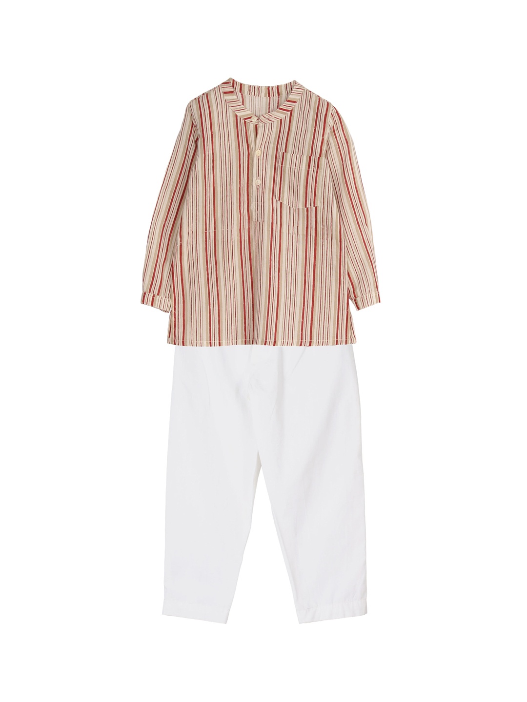 

My Little Lambs Boys Beige Printed Kurta with Pyjamas