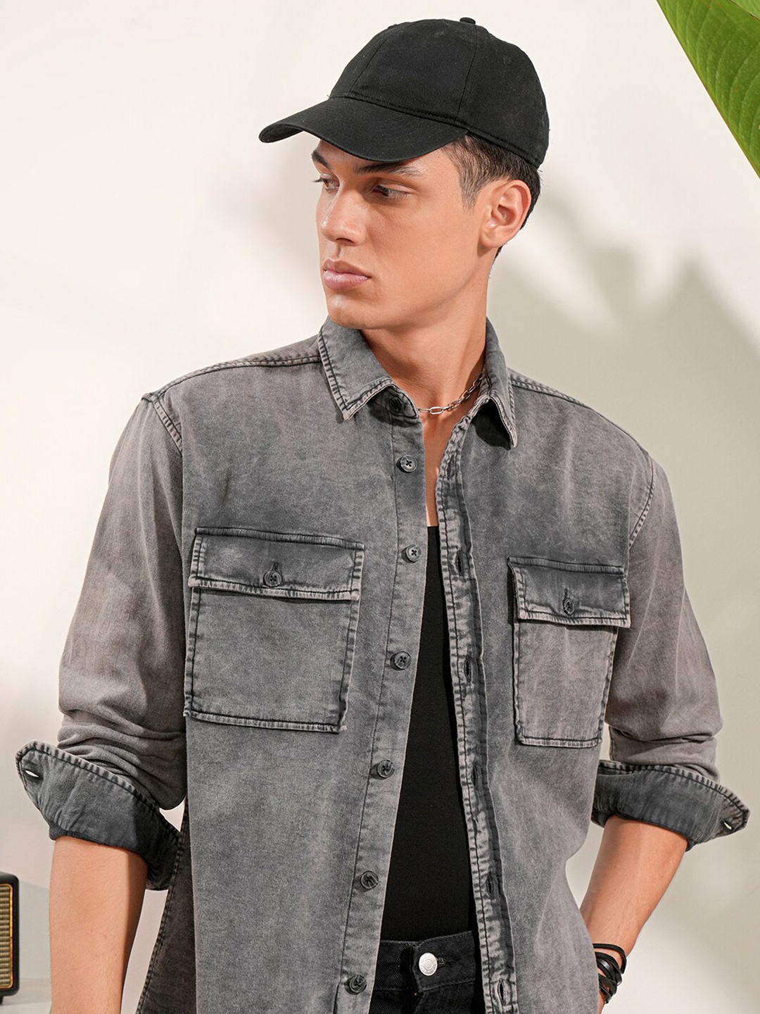 

LOCOMOTIVE Premium Dyed Utility Pocket Overshirt, Grey