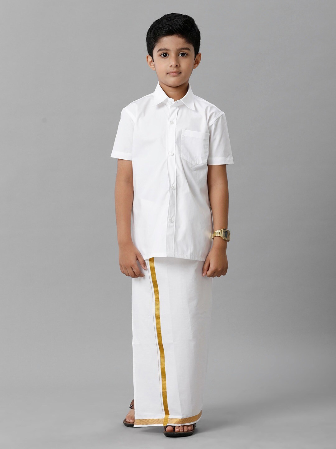 

Ramraj Boys Casual Shirt With Dhoti, White