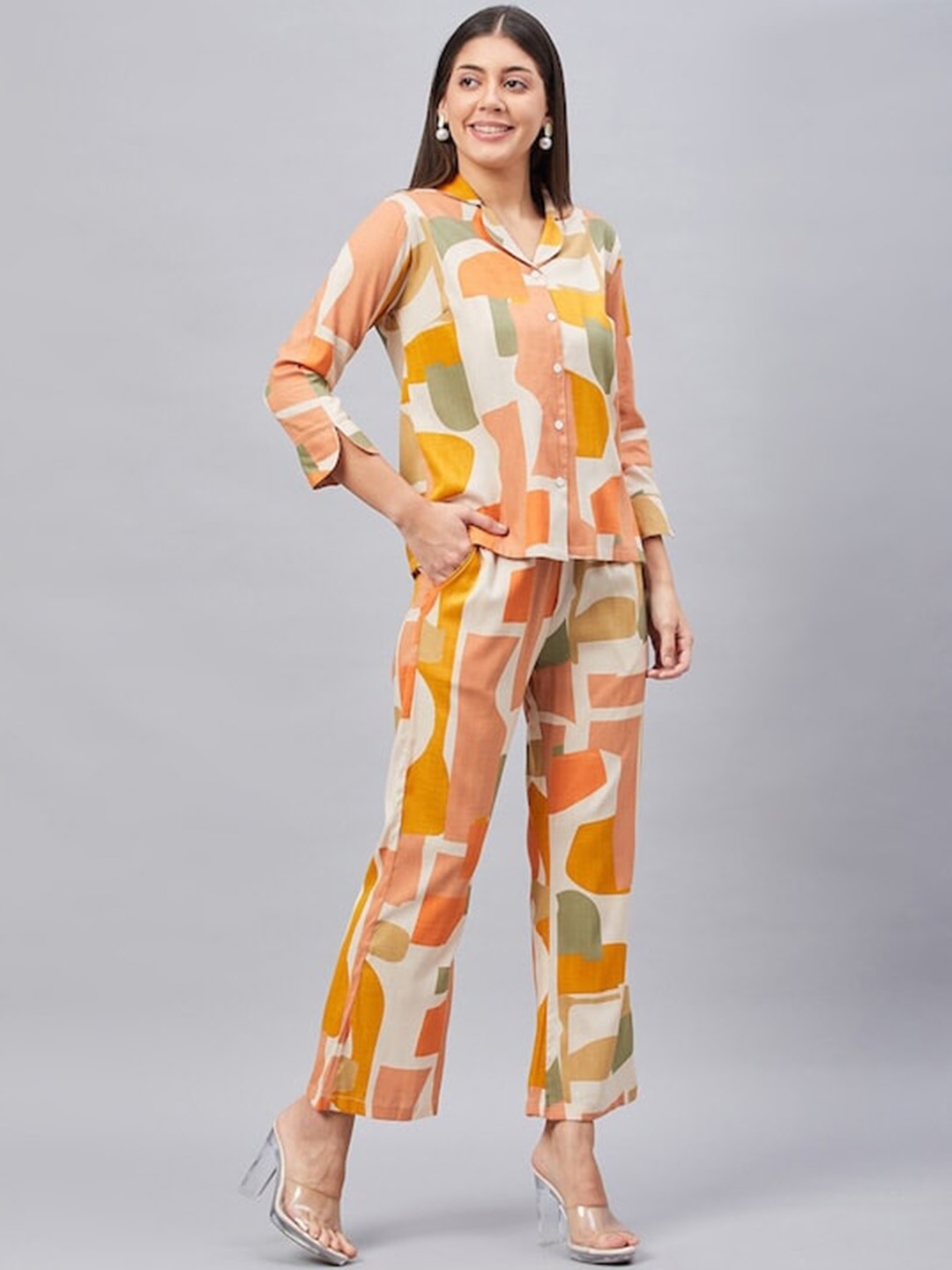 

BAESD Printed Pure Cotton Shirt & Trouser, Pink