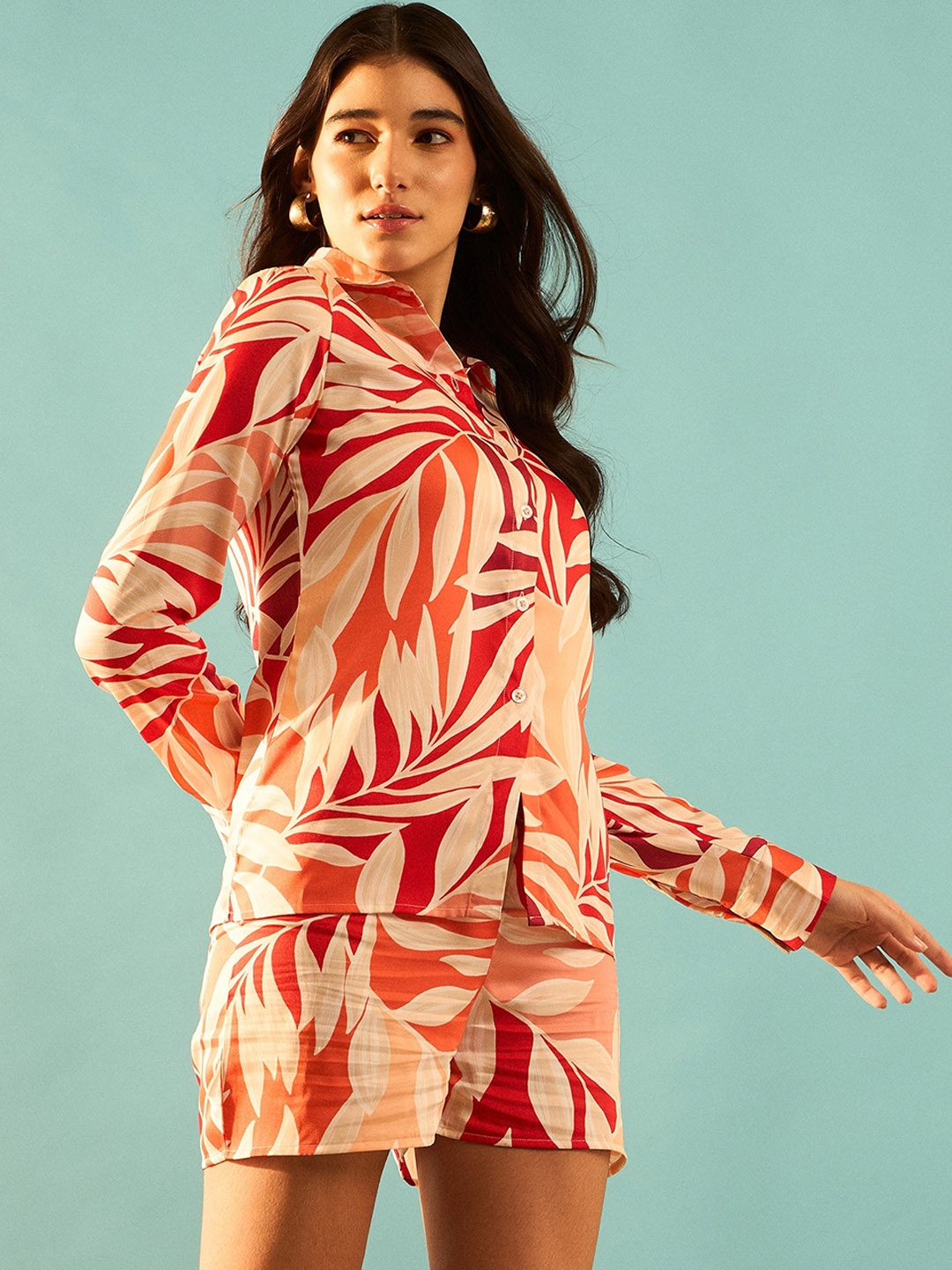 Berrylush Printed Shirt & Shorts, Multi