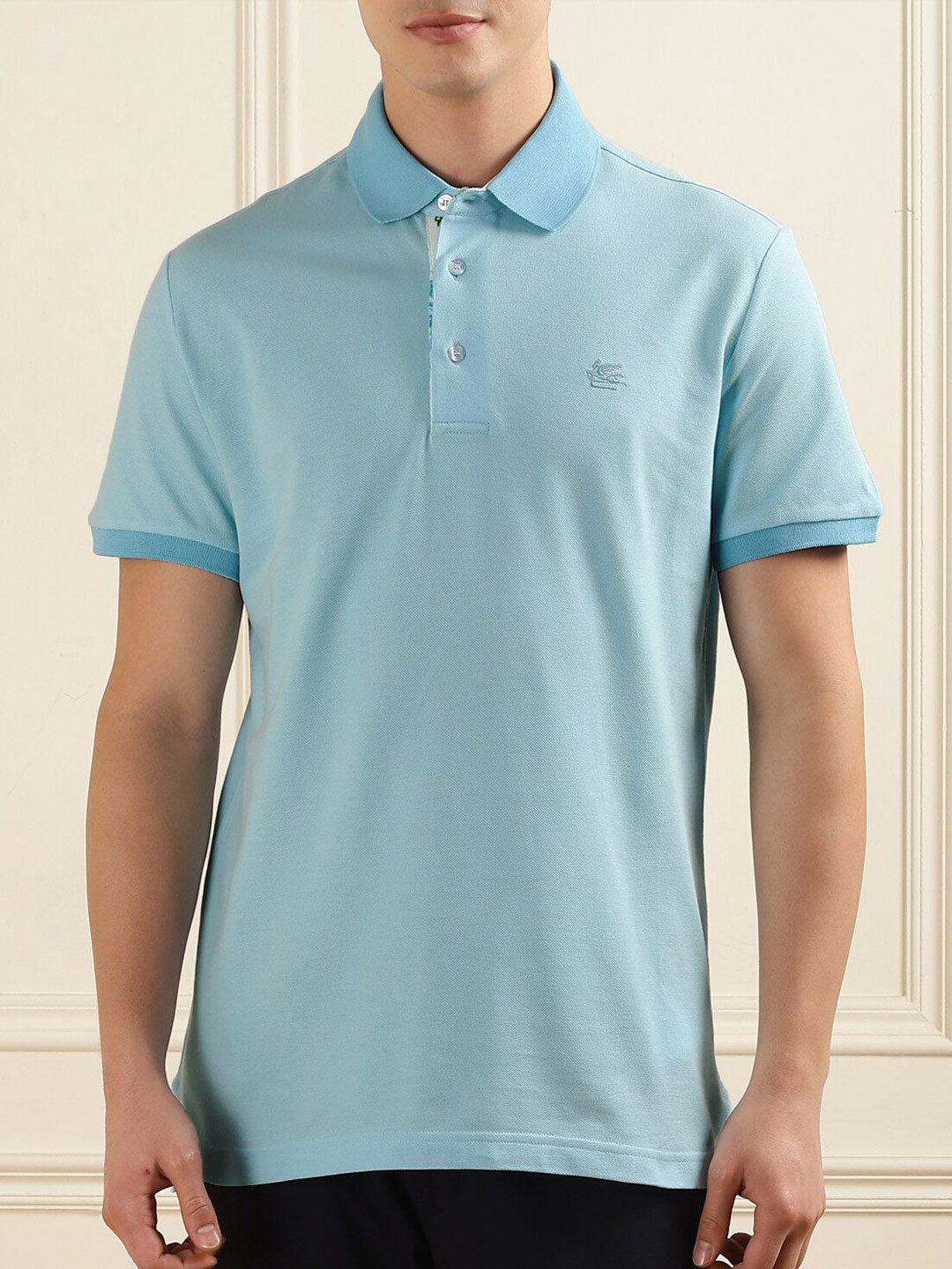 

ETRO Polo Collar Cotton T-shirt, Blue