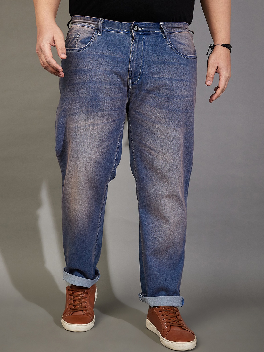 

bigbanana Men Plus Size Clean Look Light Fade Stretchable Jeans, Blue