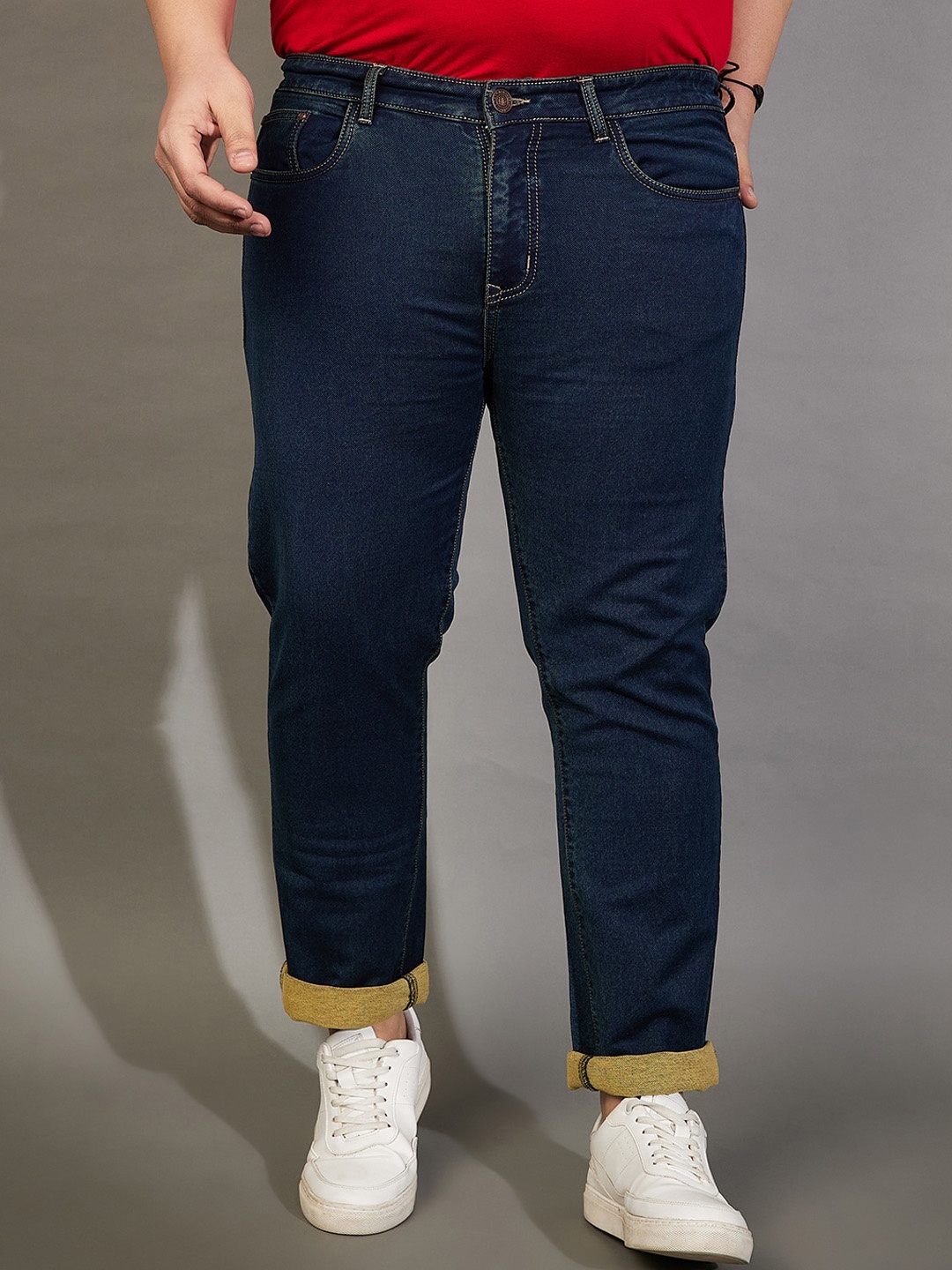 

bigbanana Men Plus Size Clean Look No Fade Stretchable Jeans, Navy blue