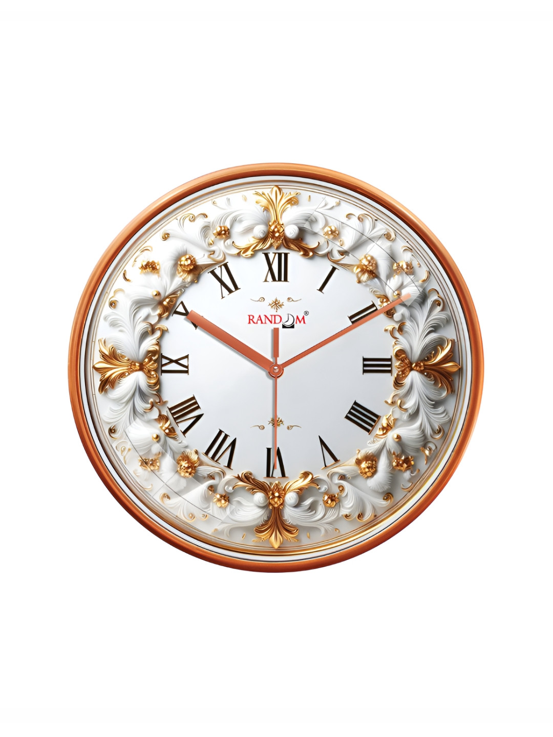 

RANDOM White & Gold-Toned Printed Analogue Wall Clock