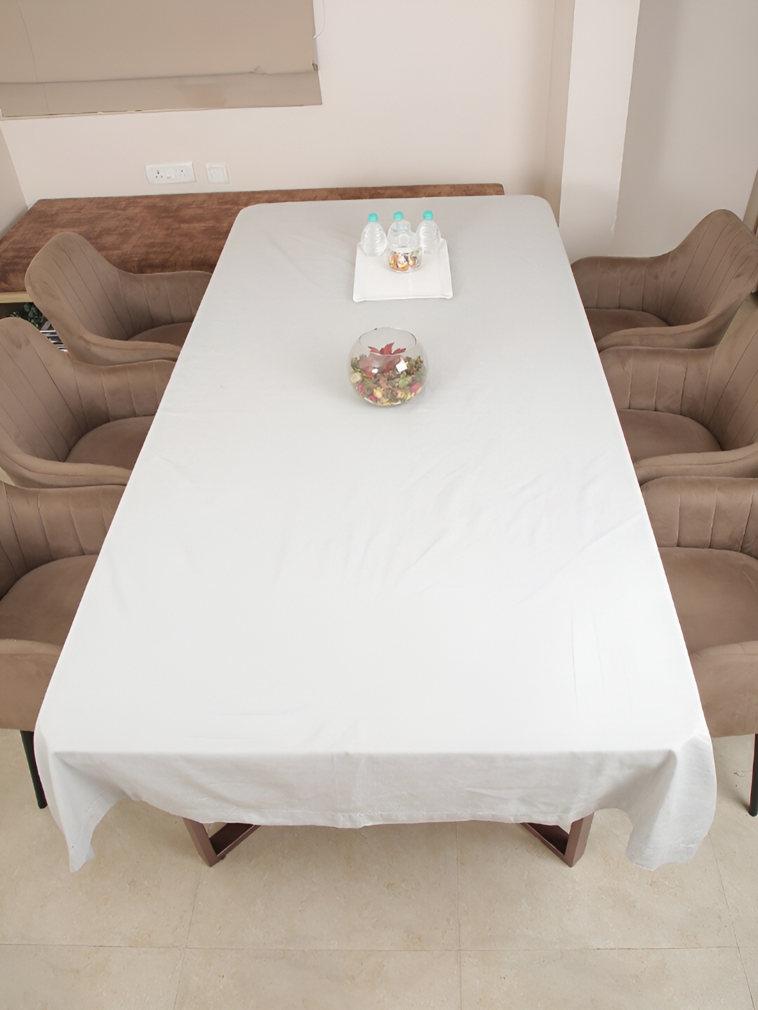 

Aura Grey Cotton 4-Seater Table Cover with Embroidered details