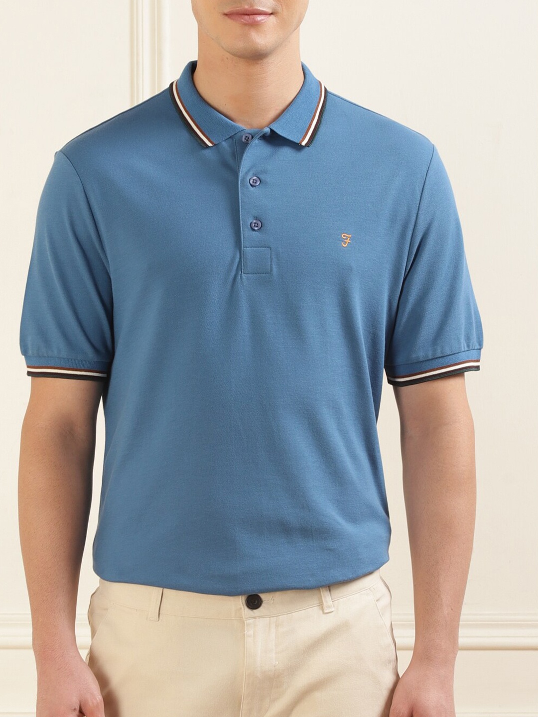

Farah Polo Collar Cotton T-shirt, Blue