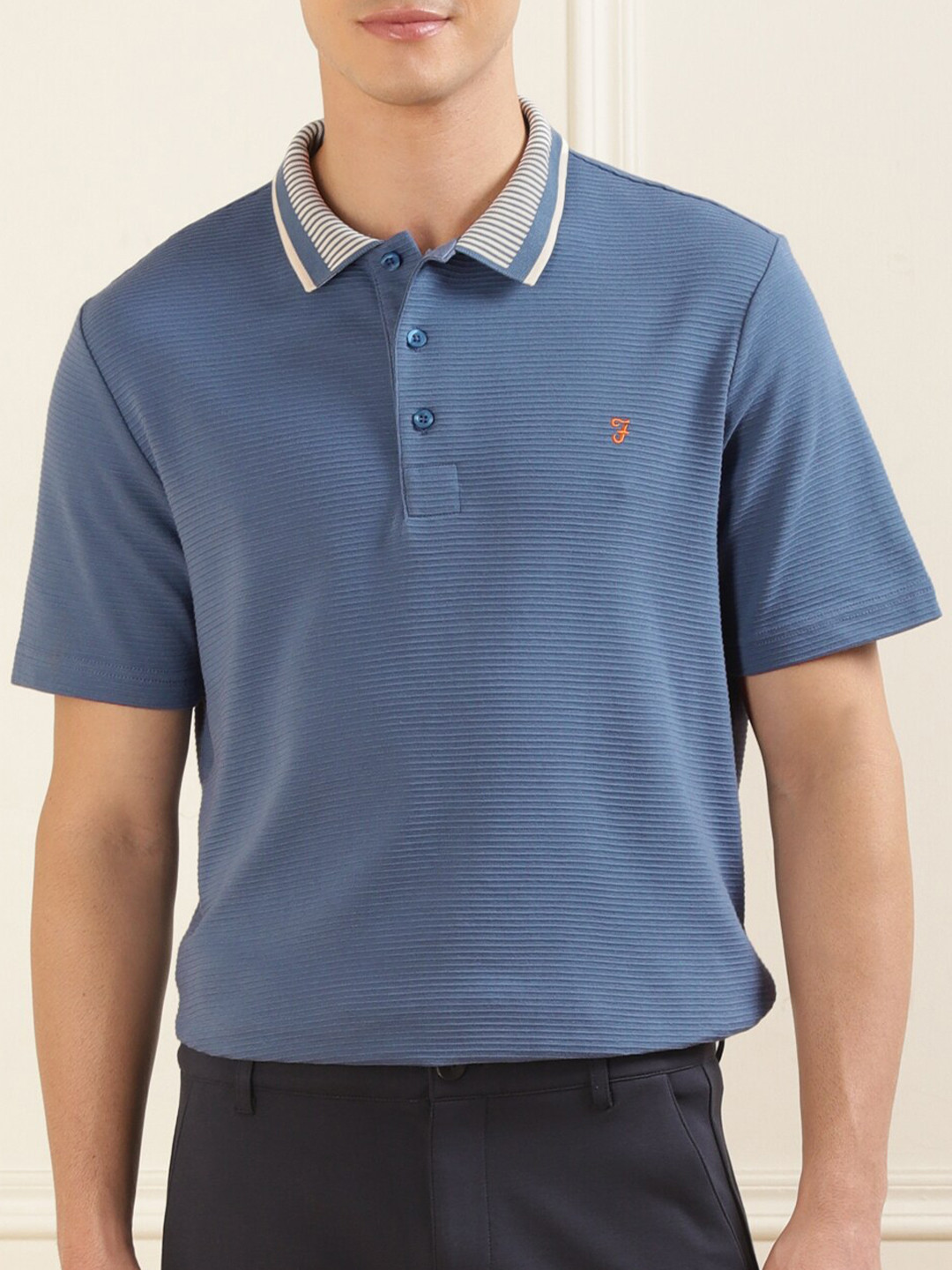 

Farah Polo Collar Cotton T-shirt, Blue
