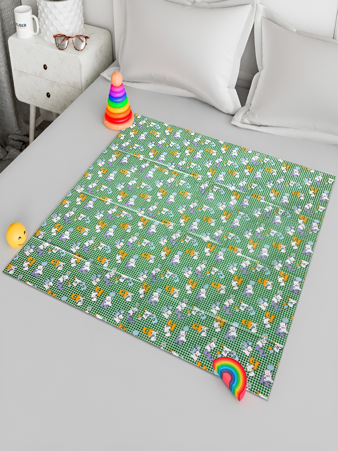 

Kuber Industries Green 2 Pieces Printed Baby Crib Mattress Protector