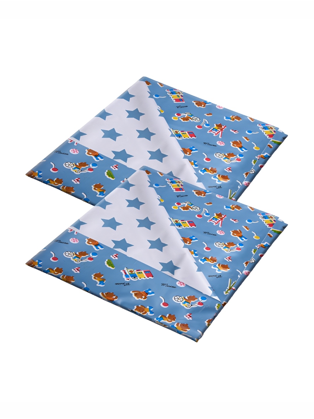 

Kuber Industries Blue 2 Pieces Printed Plastic Baby Crib Mattress Protector