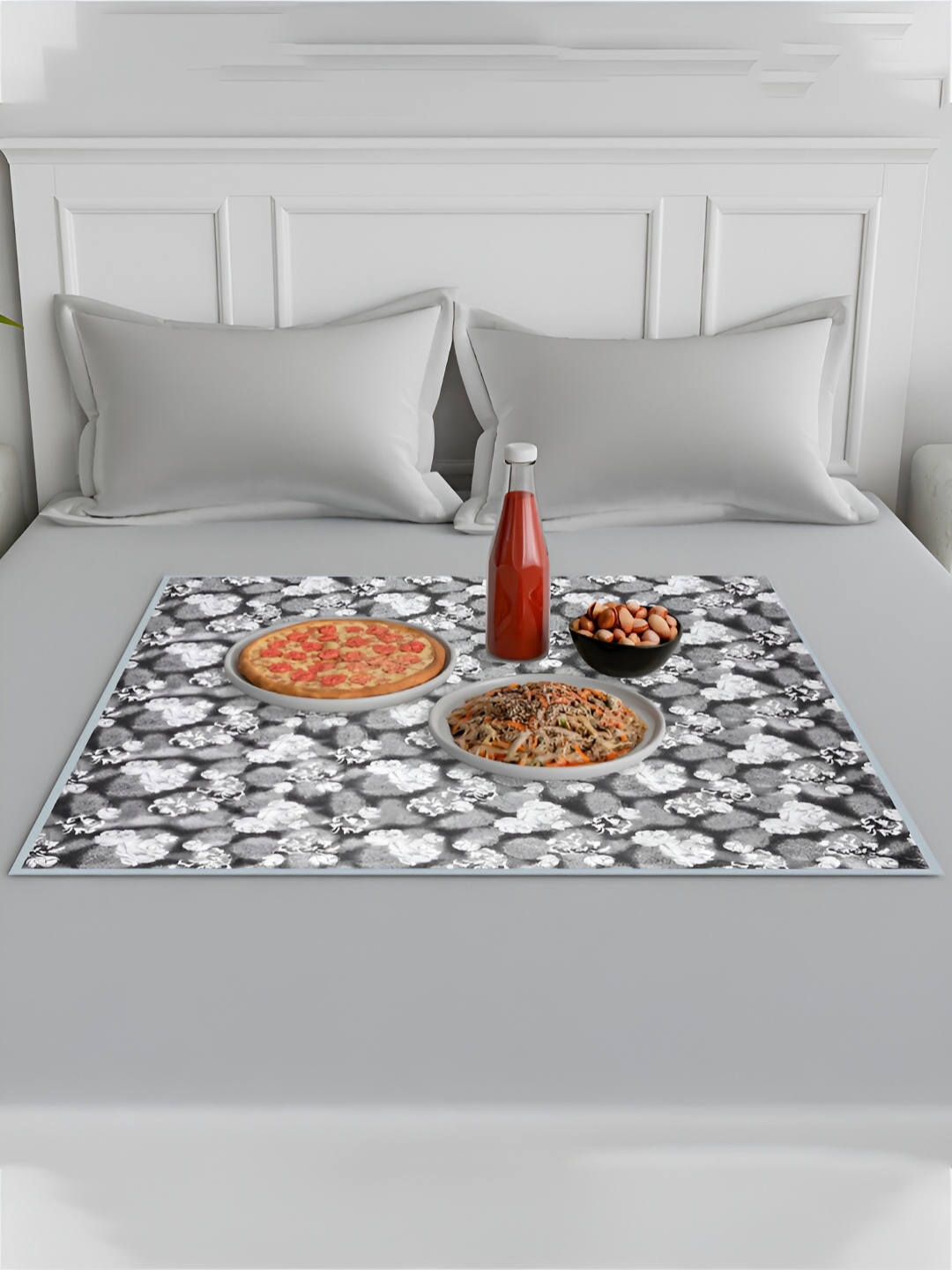 

Kuber Industries Grey Floral Printed Baby Crib Mattress Protector