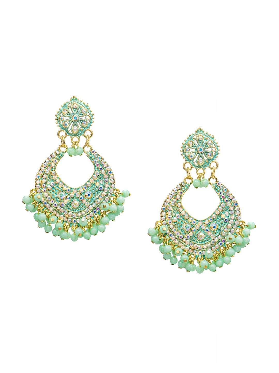 

Shining Jewel - By Shivansh Gold Plated Cubic Zirconia Chandbalis