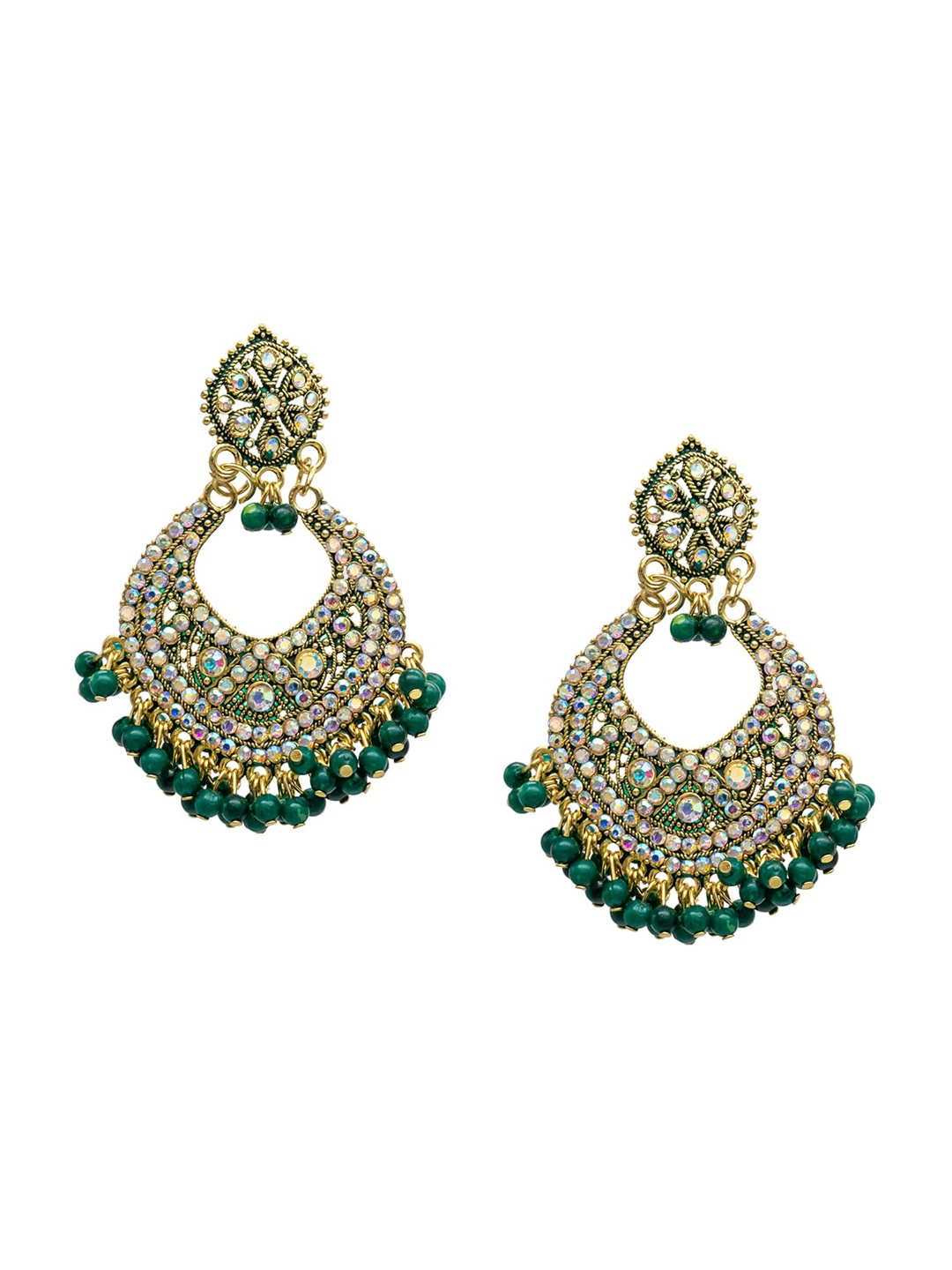 

Shining Jewel - By Shivansh Gold Plated Cubic Zirconia Chandbalis