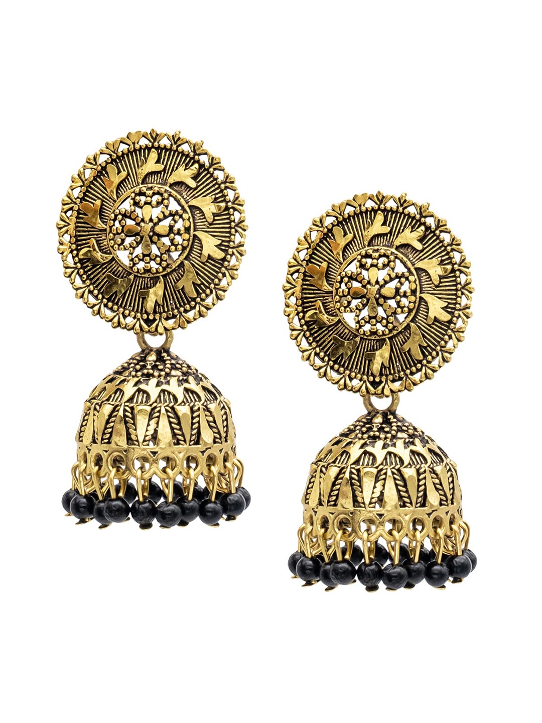 

Shining Jewel - By Shivansh Gold-Plated Cubic Zirconia Studded Contemporary Jhumkas