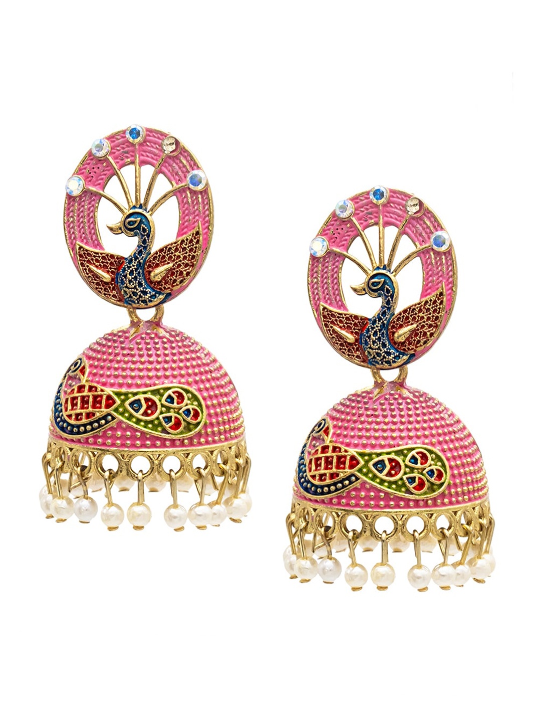 

Shining Jewel - By Shivansh Gold Plated Cubic Zirconia Jhumkas
