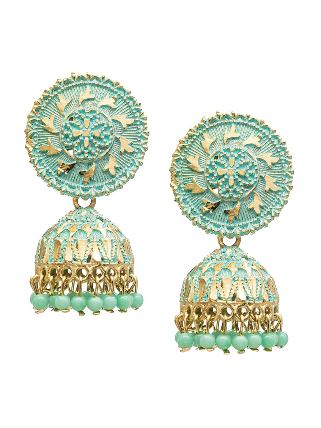 

Shining Jewel - By Shivansh Gold Plated Cubic Zirconia Jhumkas