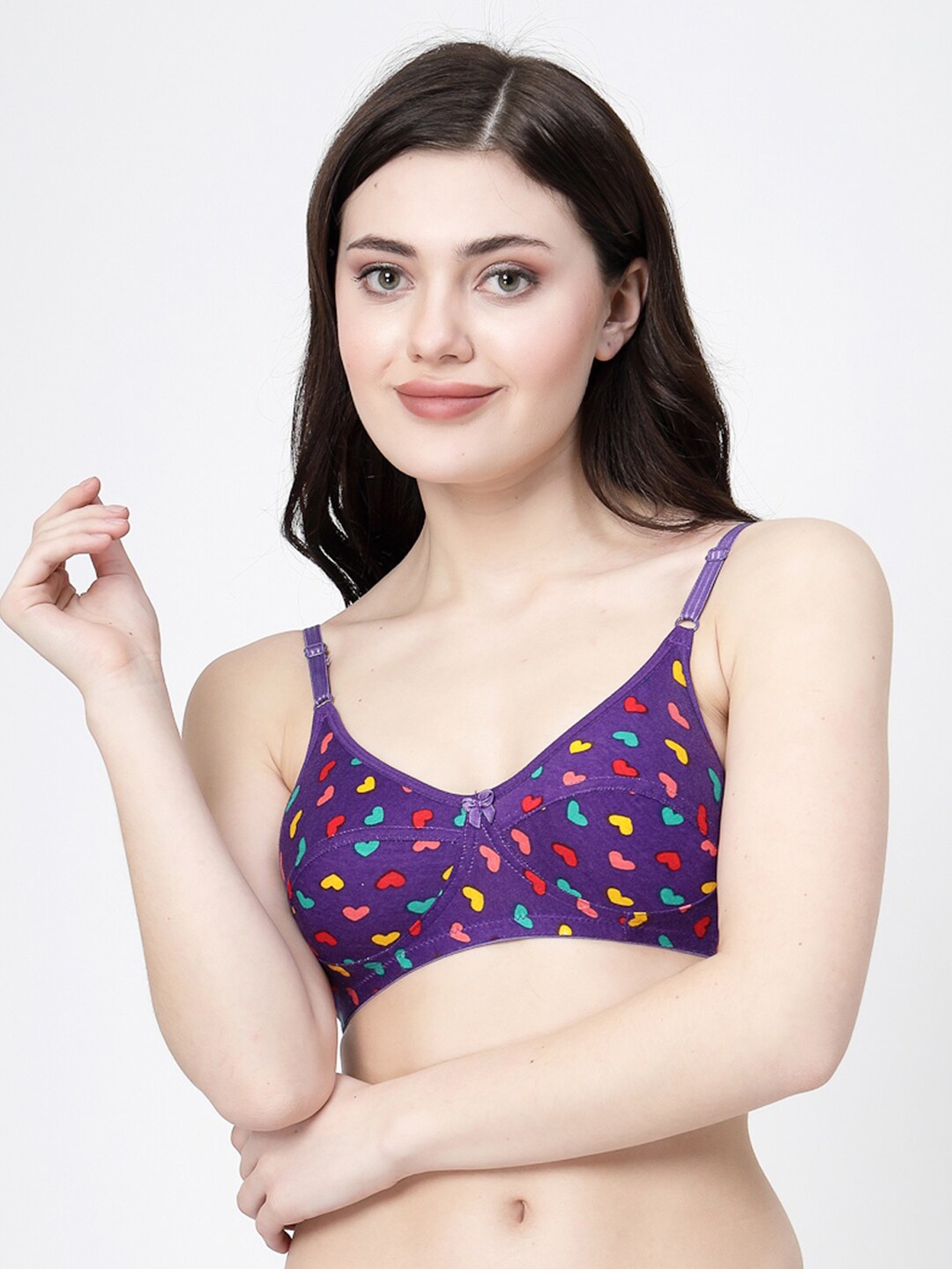 

Docare Conversational Printed Full Coverage Non Padded Minimizer Bra- All Day Comfort, Purple