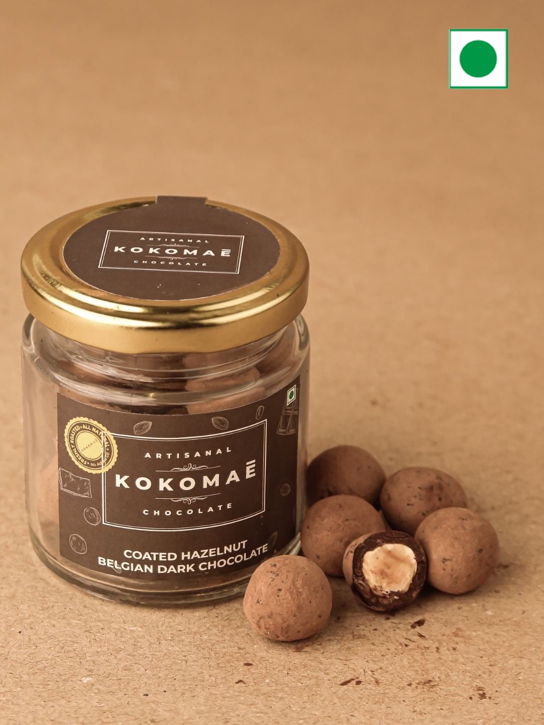 

Kokomae Artisanal Chocolate Pack Of 2 Hazelnut Belgian Dark Chocolate Coated Dragees, Brown