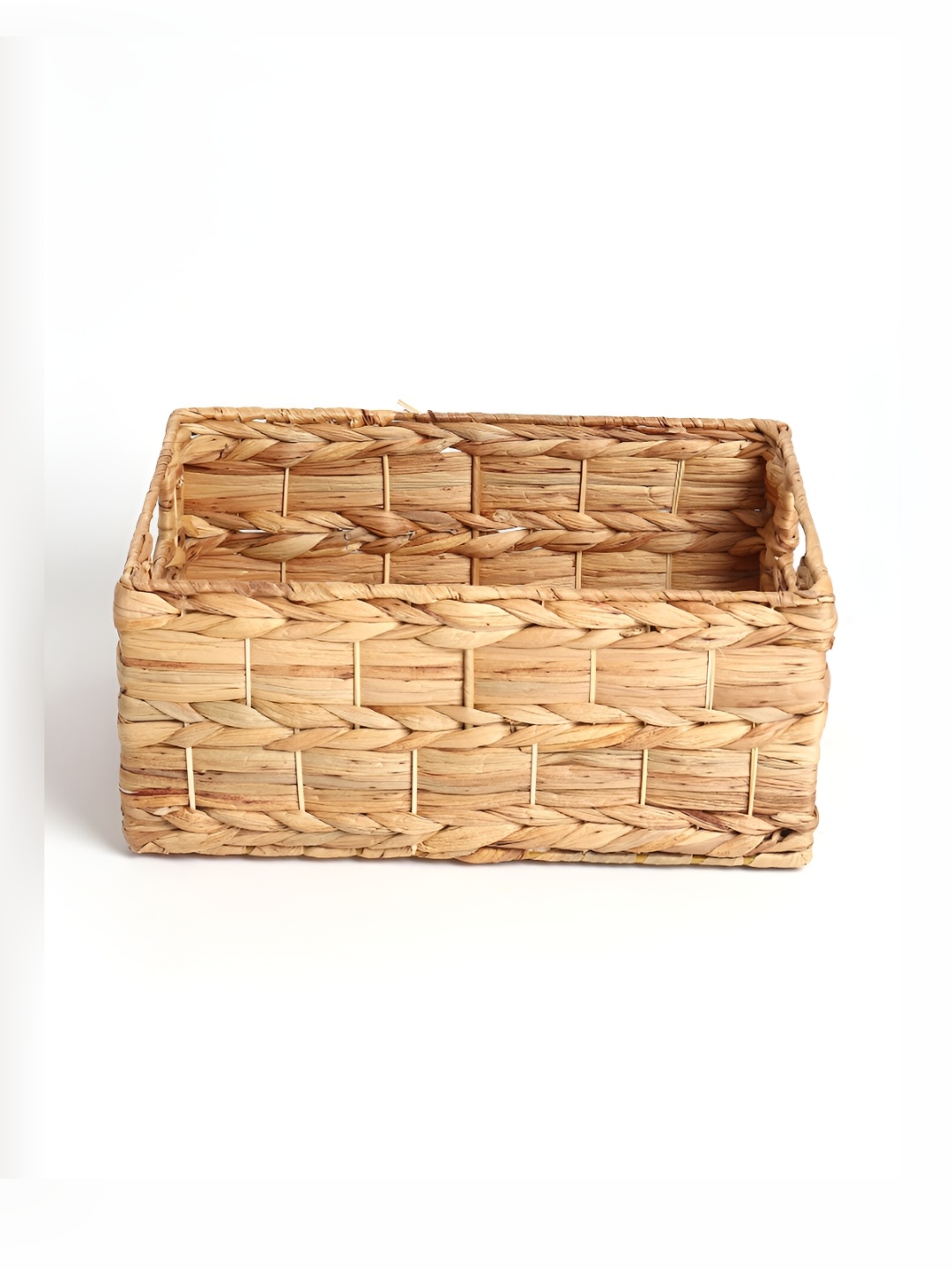 

HABERE INDIA Bohemian Beige Bamboo Multi-Utility Waterhyacinth Open Storage Organisers