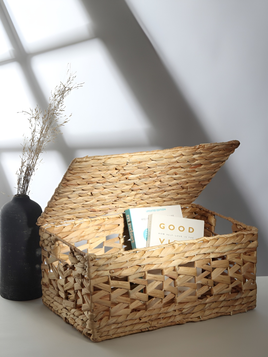 

HABERE INDIA Bohemian Beige Self Design Regular Storage Basket Organiser