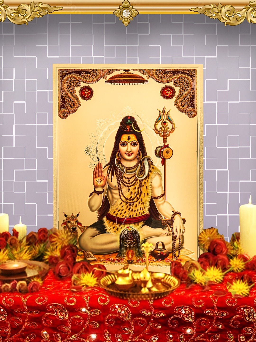 

Hawai 24K Gold Plated Lord Shiva Religious Wall Photo Frames