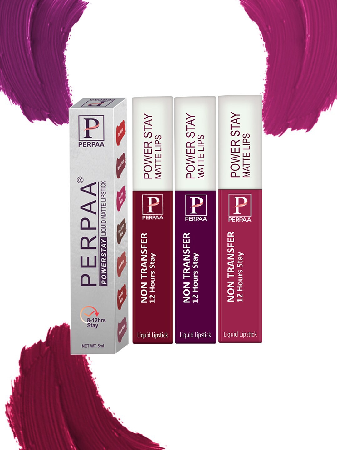 

PERPAA Set Of 3 Power Stay Long Lasting Liquid Matte Lipstick-5ml Each-03-9-10, Red