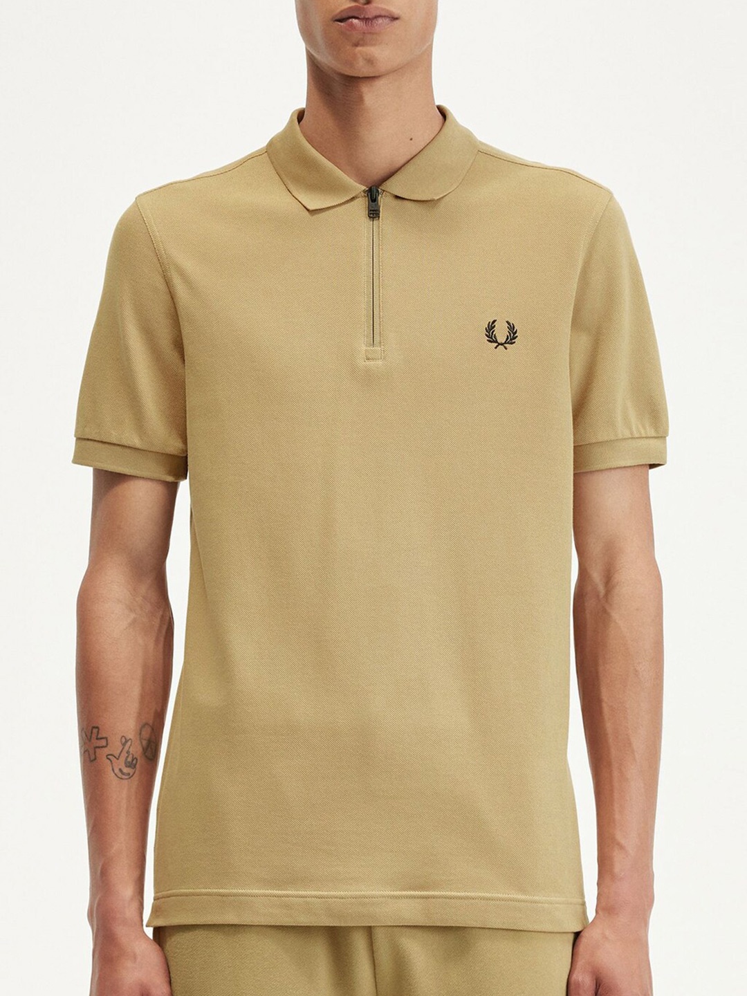 

Fred Perry Polo Collar Cotton T-shirt, Beige
