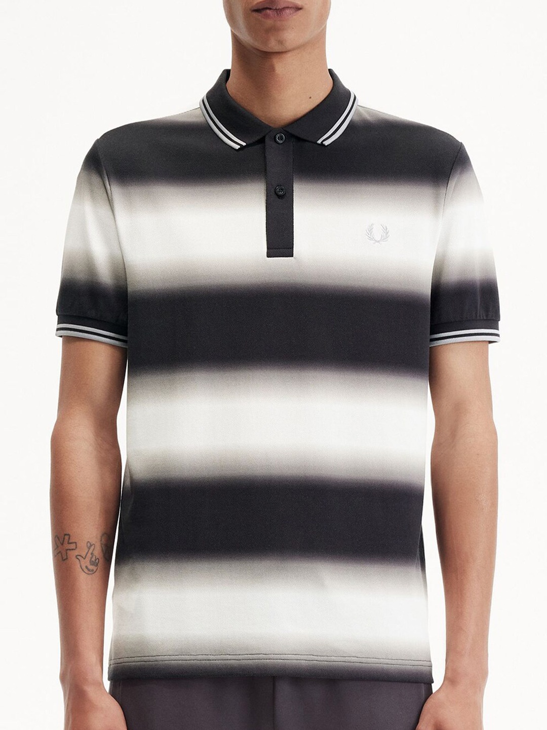 

Fred Perry Colourblocked Polo Collar Cotton T-shirt, White