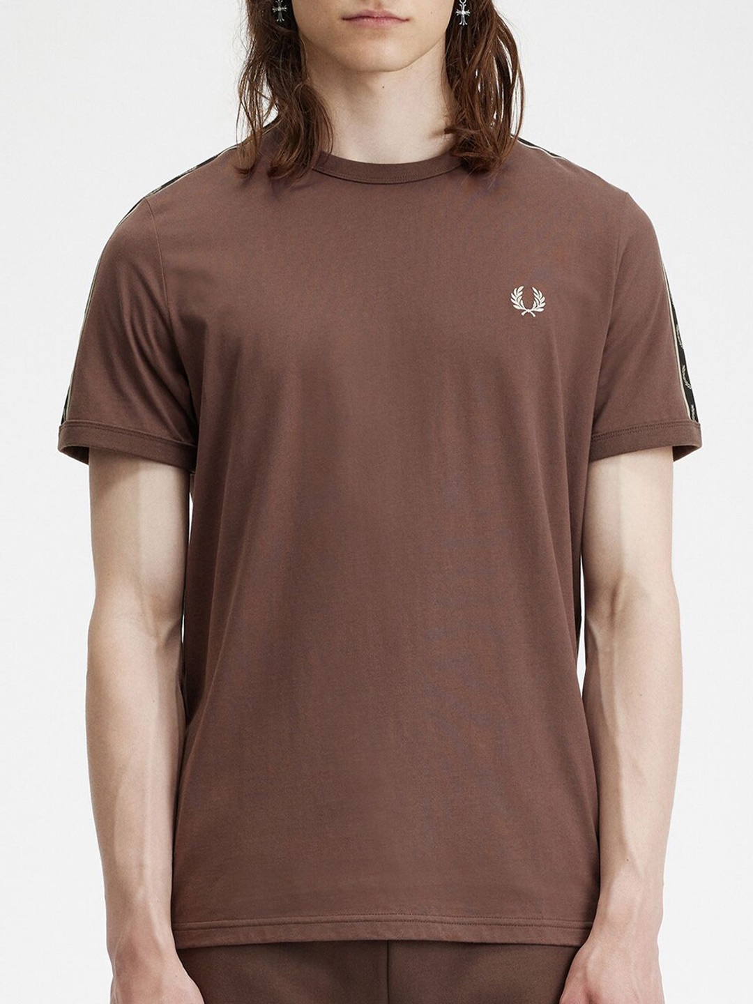 

Fred Perry Cotton Round Neck T-shirt, Bronze