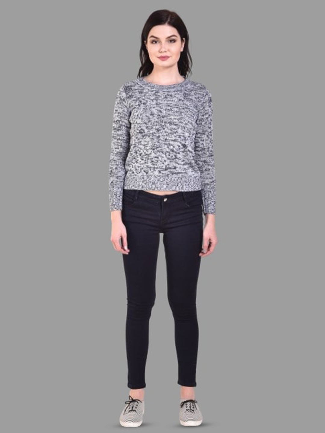

NoBarr Abstract Self Design Acrylic Ribbed Pullover, Blue