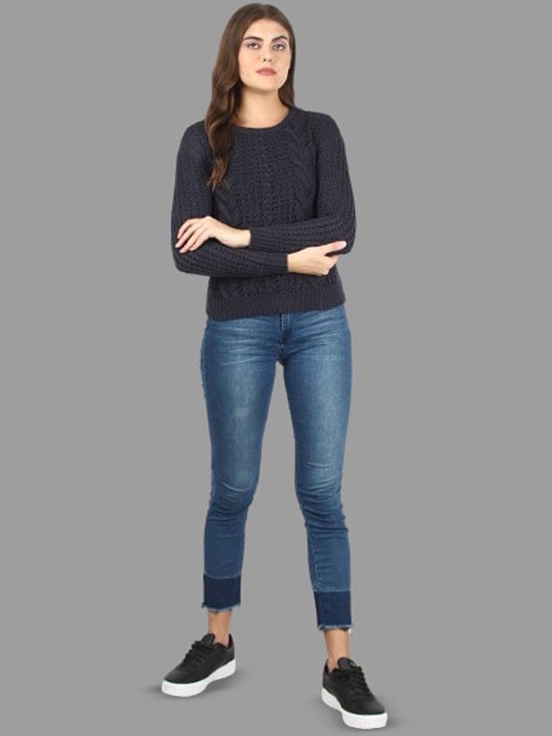 

NoBarr Cable Knit Acrylic Pullover, Blue