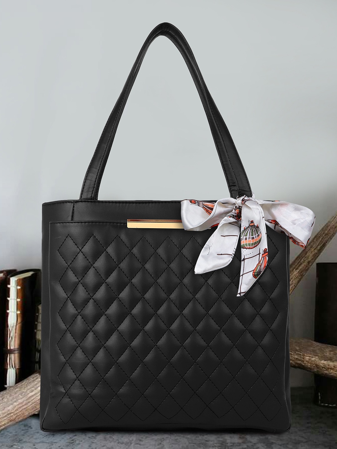 

OsaiZ Textured Structured Shoulder Bag, Black