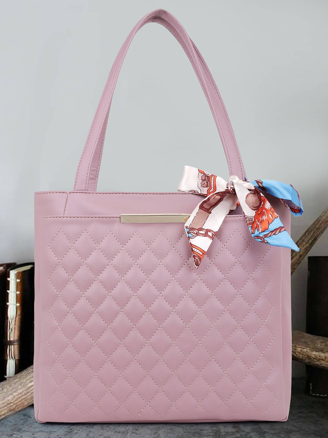 OsaiZ Textured Structured Shoulder Bag, Pink