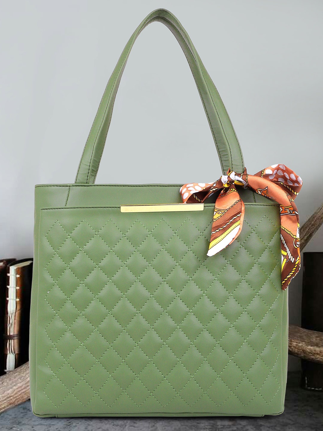 

OsaiZ Textured Structured Shoulder Bag, Green