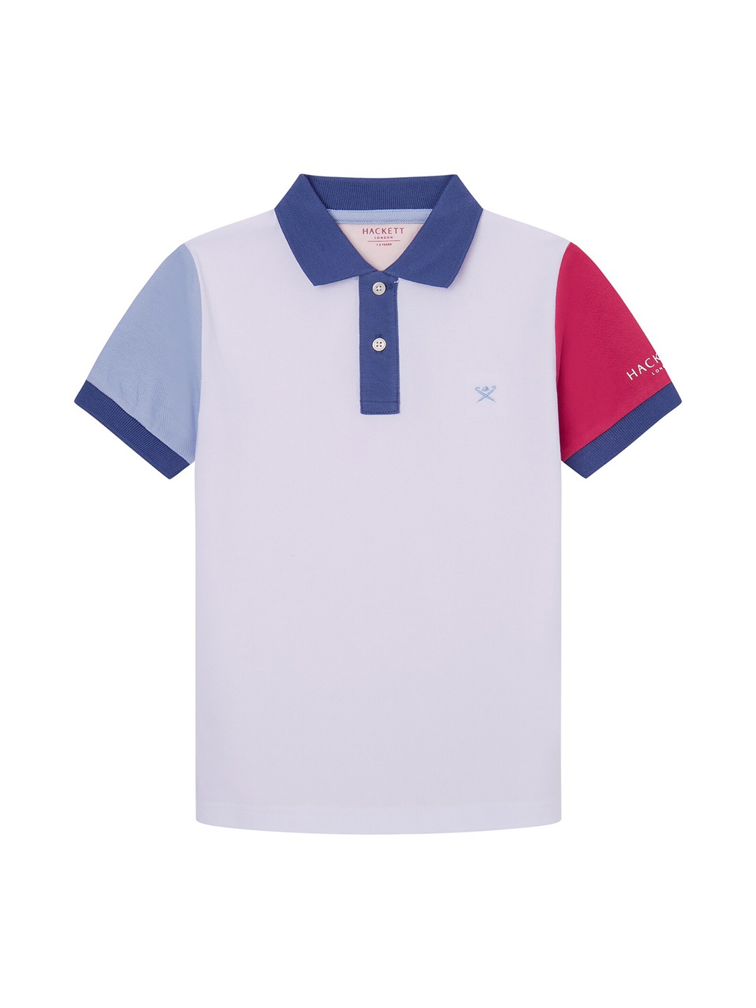 

HACKETT LONDON Boys Colourblocked Polo Collar Cotton T-shirt, White