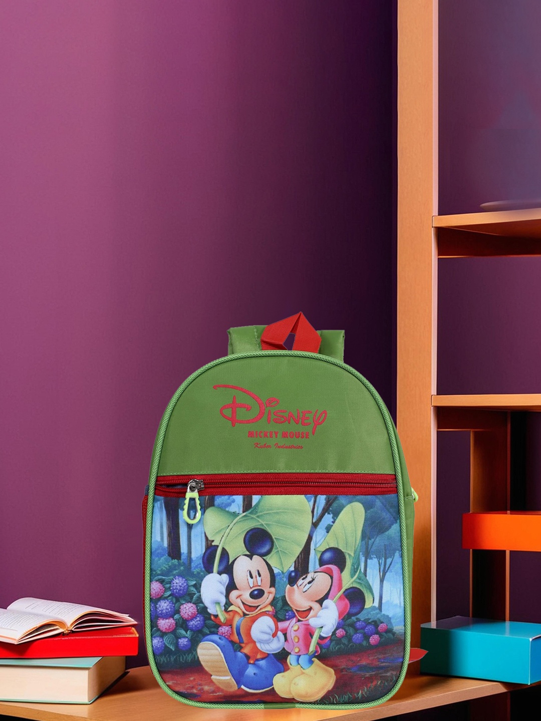 

Kuber Industries Kids Mickey Mouse Printed Backpack, Green