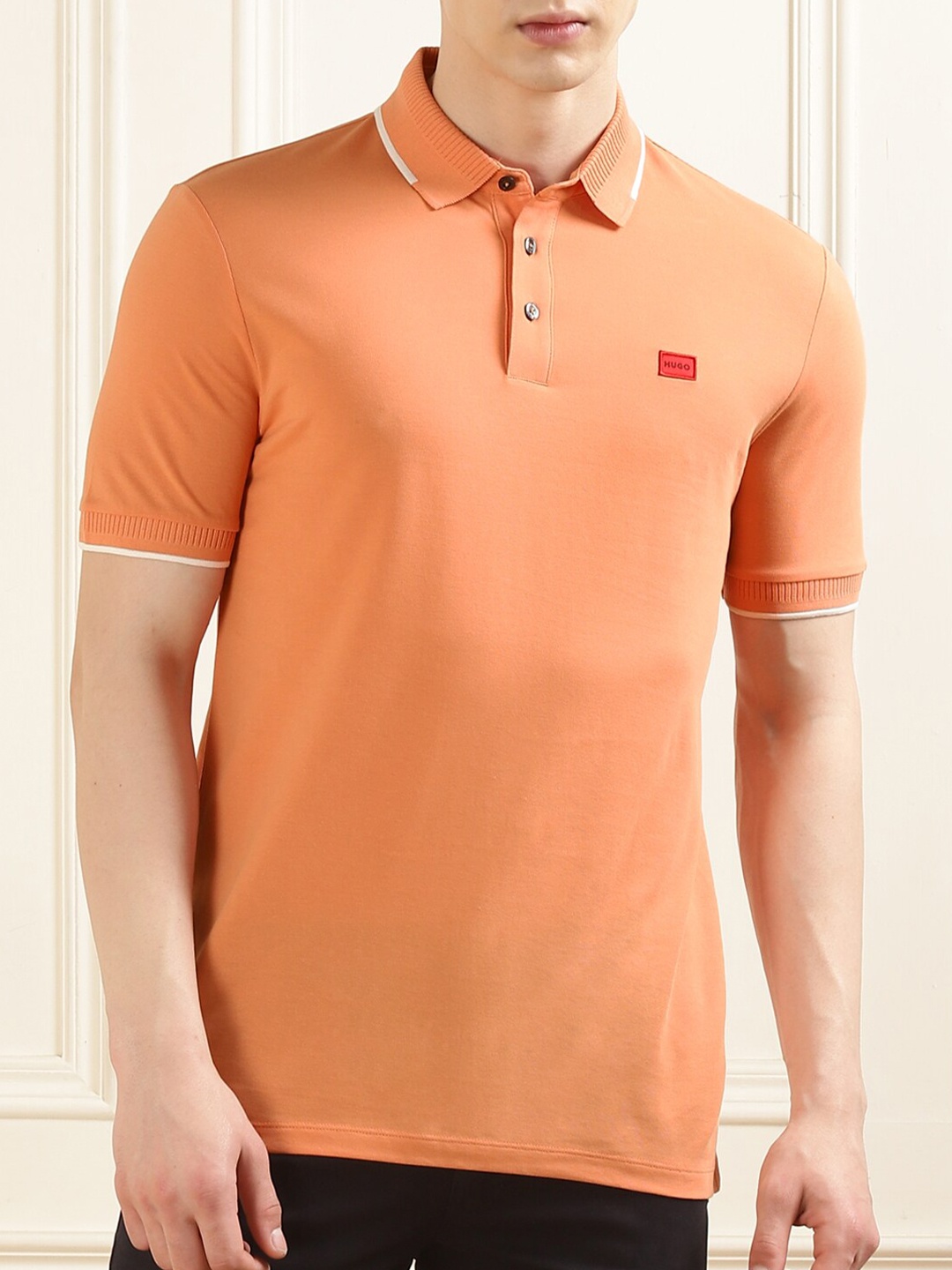 

HUGO Polo Collar Short Sleeves Cotton T-shirt, Orange