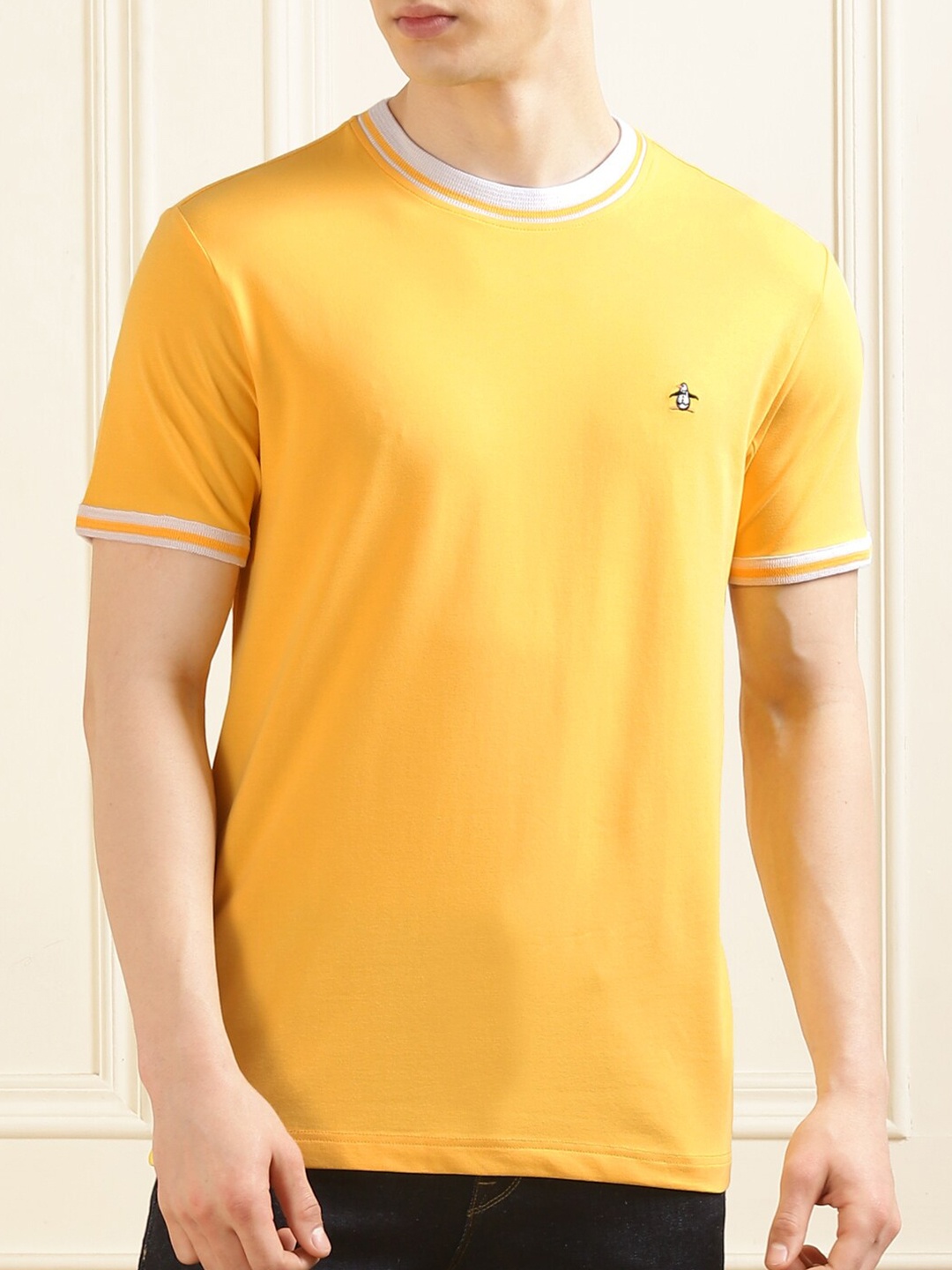 

Original Penguin Ribbed Neck Cotton T-shirt, Yellow
