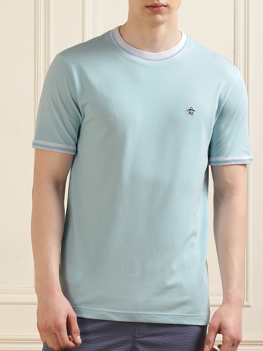 

Original Penguin Ribbed Neck Cotton T-shirt, Blue